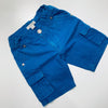 Blue Shorts with Front and Back Pockets and Elastic Waist