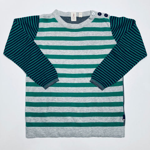 Green Navy Grey Striped Jumper Top