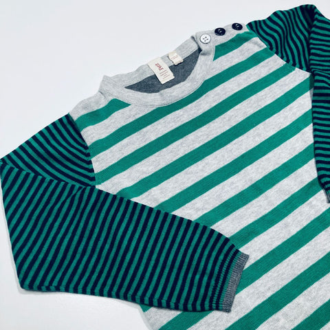Green Navy Grey Striped Jumper Top