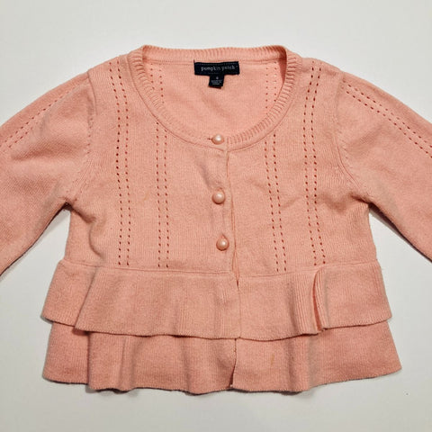 Sweet Pink Cardigan with Peplum Waist
