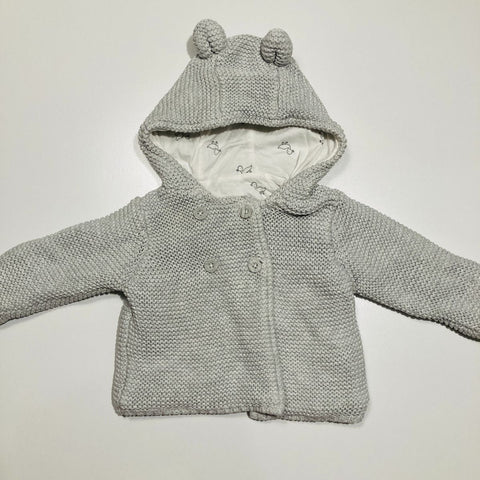 Grey Knitted Cardigan with Hood