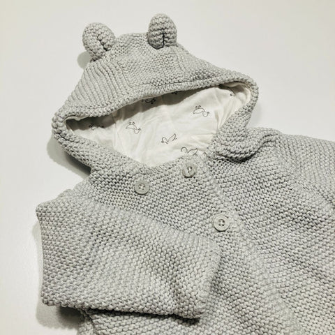 Grey Knitted Cardigan with Hood