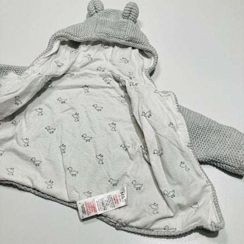 Grey Knitted Cardigan with Hood