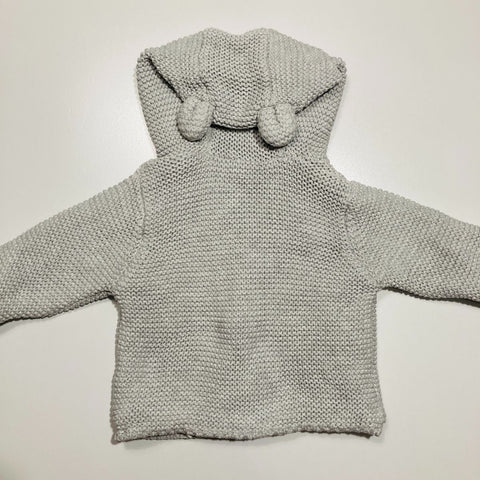 Grey Knitted Cardigan with Hood