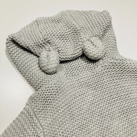 Grey Knitted Cardigan with Hood