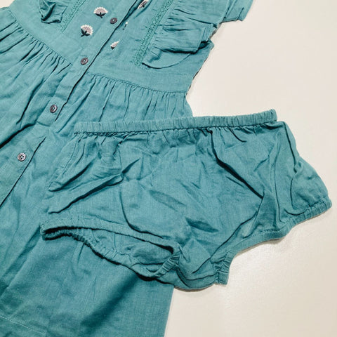 Green Frill Sleeve Top/Dress with Matching Bloomers