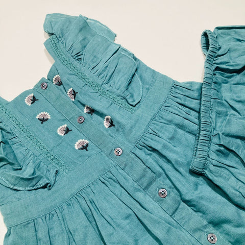 Green Frill Sleeve Top/Dress with Matching Bloomers