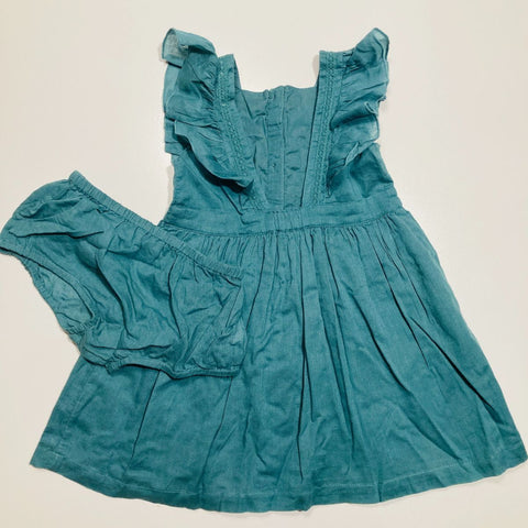 Green Frill Sleeve Top/Dress with Matching Bloomers