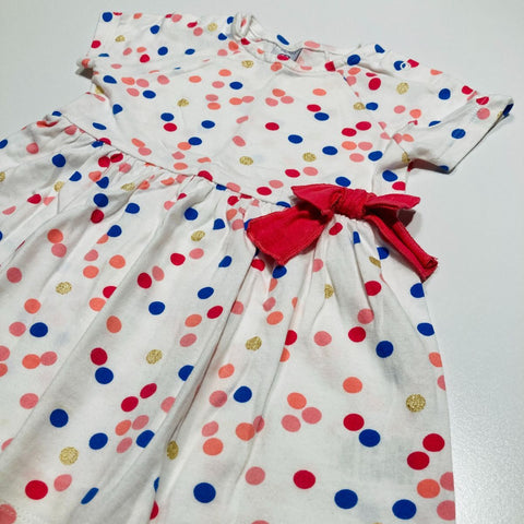 White Dress with Polka Dots and Bow