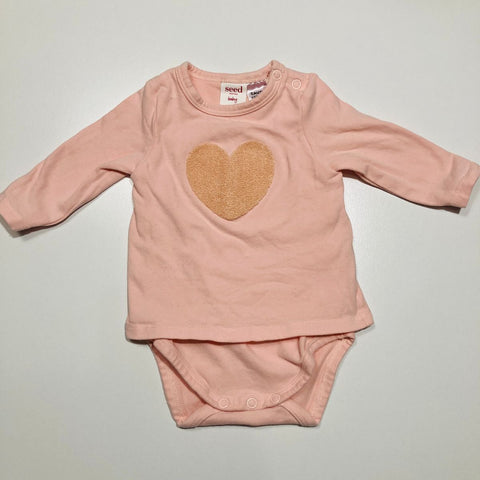 Pink Heart  Long Sleeve Bodysuit 