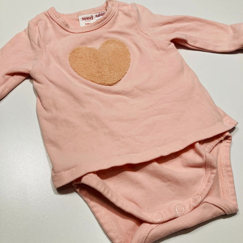 Pink Heart  Long Sleeve Bodysuit