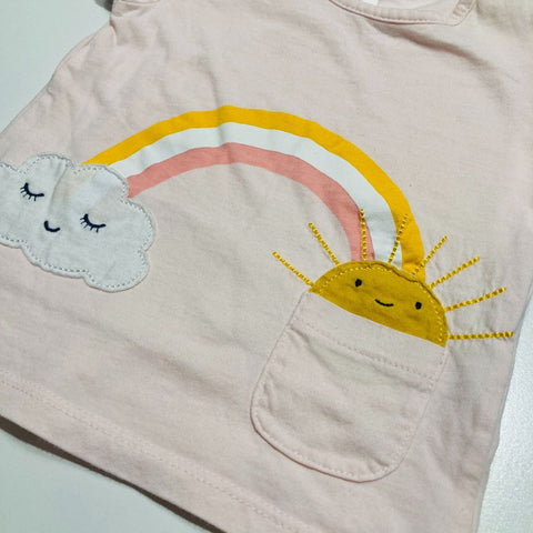 Pink T-Shirt with Sunshine Rainbow Design