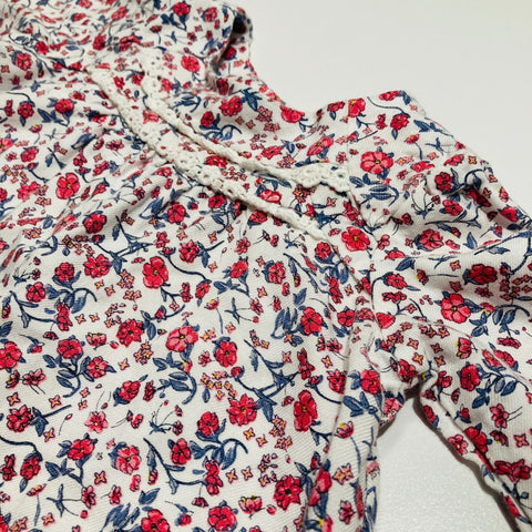 Floral Dress with Long Sleeves and White detail