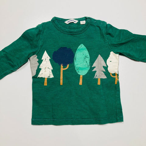 Long Sleeve Top with Tree Print Pattern