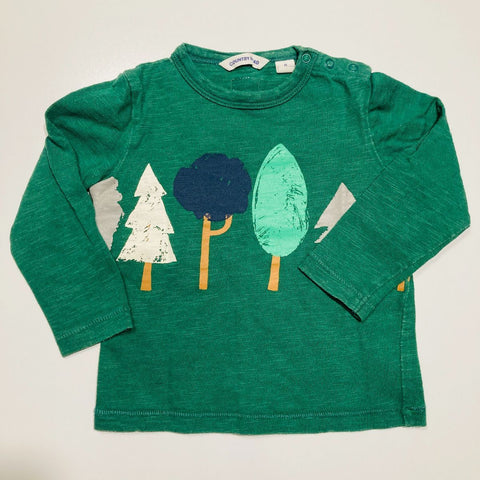 Long Sleeve Top with Tree Print Pattern