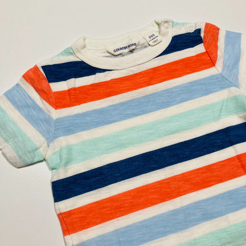 Striped T-Shirt with Snap Buttons on Shoulder