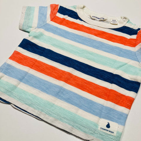 Striped T-Shirt with Snap Buttons on Shoulder