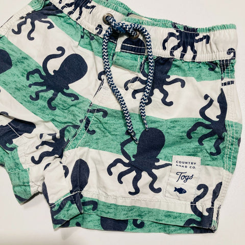 Octopus Design Striped Boardie Shorts