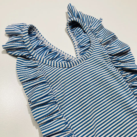 Blue and White Striped Bathers One Piece Swimsuit