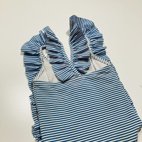 Blue and White Striped Bathers One Piece Swimsuit