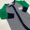 Green Sleeved Navy white Striped Long Sleeve Bodysuit for Newborn