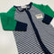 Green Sleeved Navy white Striped Long Sleeve Bodysuit for Newborn