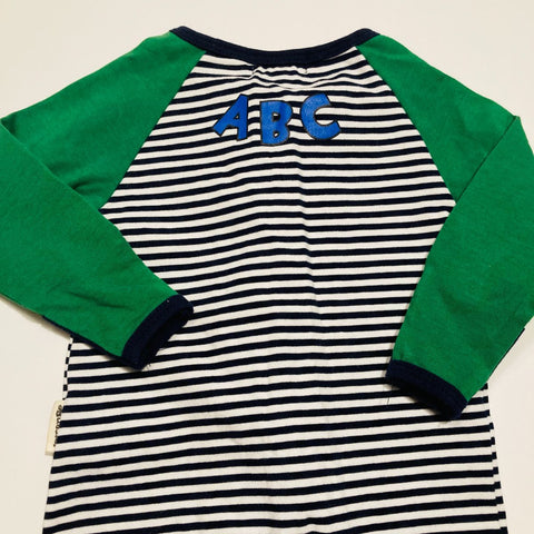 Green Sleeved Navy white Striped Long Sleeve Bodysuit for Newborn