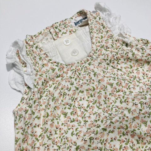 Smocked Floral Bodysuit with Frill Sleeves