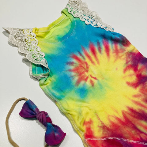 Tie Die Bodysuit with matching Headband