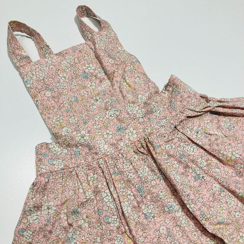Pink Floral Pinafore with Tie Back Straps