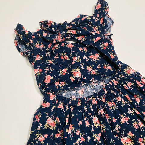 Navy Dress Frill Sleeves and Tie Back