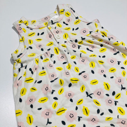 Singlet Bodysuit Romper Pink & Yellow Detail