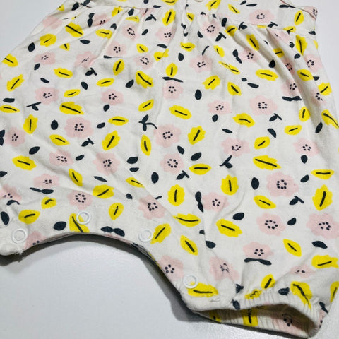 Singlet Bodysuit Romper Pink & Yellow Detail