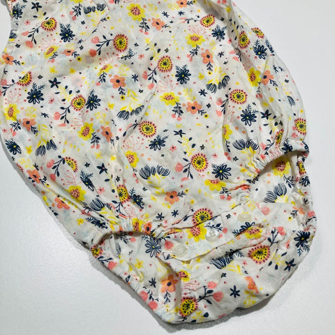 Singlet Bodysuit with Floral Print and Blue Bow