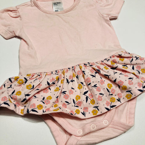 Pink Bodysuit with Floral Peplum Skirt