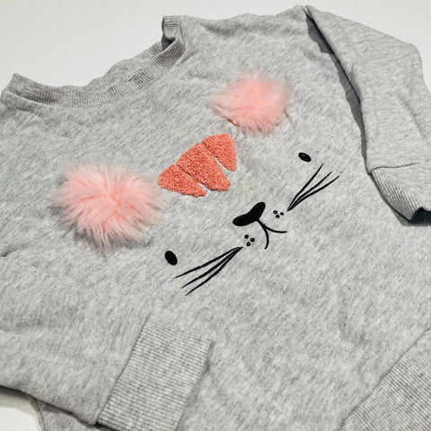 Grey Jumper with Fluffy Pink Ears