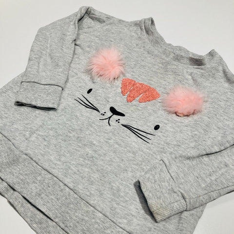 Grey Jumper with Fluffy Pink Ears