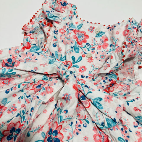 Floral Dress with Flutter Pom Pom Sleeve