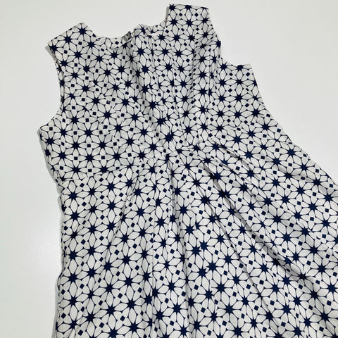 White and Navy Sleeveless Dress