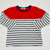 Long Sleeves Top with Navy Grey Stripes and Red Top.