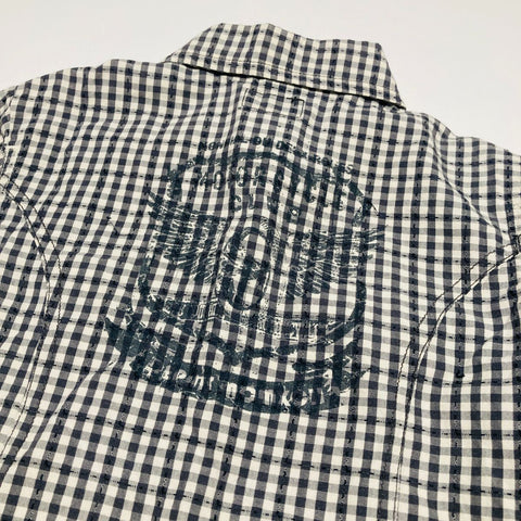 Black and White Checked Long Sleeve Button Up Shirt