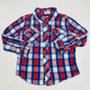 Red and Blue Checked Long Sleeve Button Up Shirt 