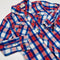 Red and Blue Checked Long Sleeve Button Up Shirt