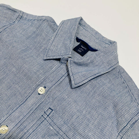Navy Striped Button Up Long Sleeve Shirt