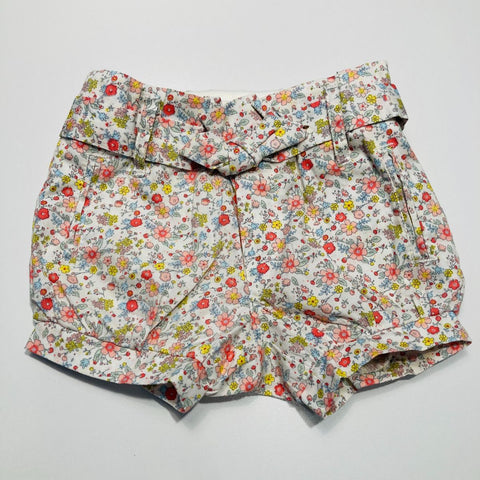 Floral Shorts with Pockets and Belt Bow