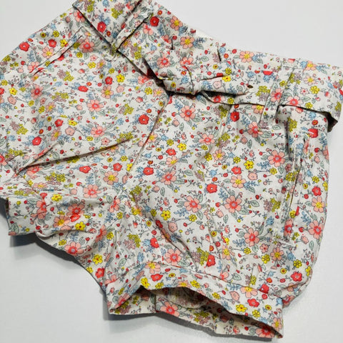 Floral Shorts with Pockets and Belt Bow