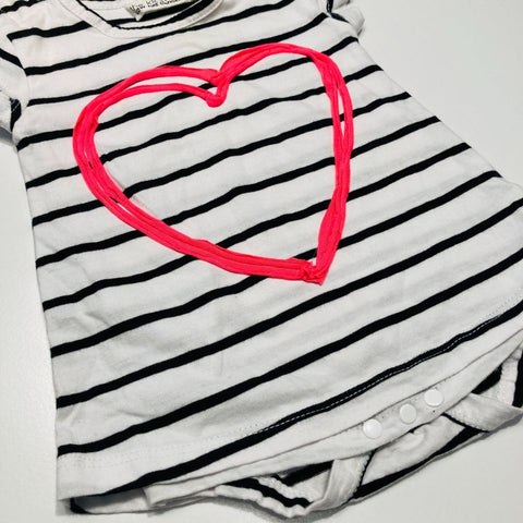 T-Shirt Bodysuit with Neon Pink Heart from The Kidstore