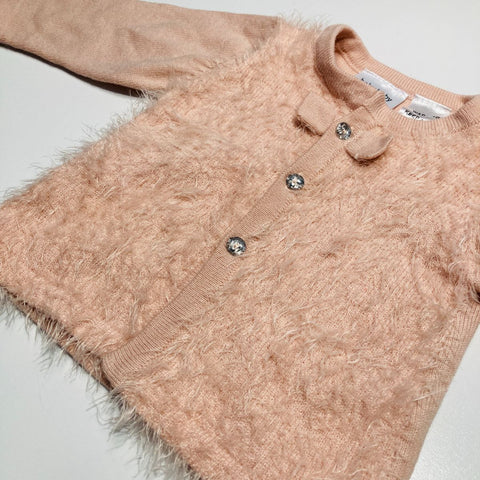 Pink Cardigan with Fluffy Front