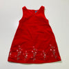 Red Sleeveless Dress with Floral Embroidery