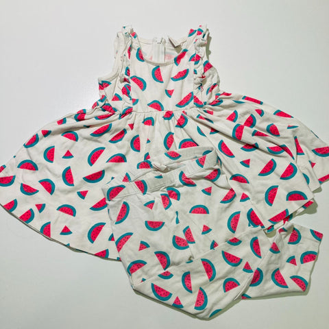 Watermelon Print Dress and Pants  Set